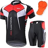 Lixada Men's Cycling Jersey Short Sleeve with Padded Shorts Quick-Dry Summer Short Bike Clothing Bicycle Shirts Pants Set