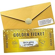 Lot De 10 Tickets à Gratter Dorés Personnalisables - 20,3x9 Cm Avec Enveloppes - Pour Cadeaux, Anniversaire, Noël, Voyages