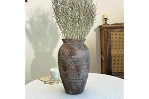 GDSZJLJ Rustic Ceramic Vase, Vintage Farmhouse Vase, Brown Terracotta Ceramic Pottery Vases for Home Decor, Farmhouse Decor C