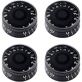 Banworks '60s Guitar Control Knobs Imperial 24-Spline Knobs 6mm (15/64") | 2 Tone and 2 Volume Knobs Speed Knobs Top Hat for Gibson Les Paul SG Electric Guitars 4Pcs JT/XN-08 Black with White Number