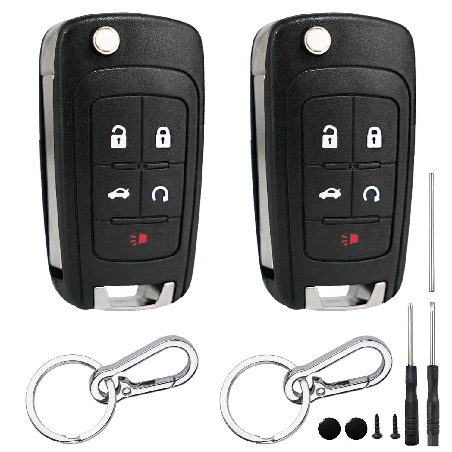 Photo 1 of 2 Pack 5 Button Key Fob Case for Chevy Cruze Equinox Impala Camaro Malibu Sonic GMC Terrain Buick Lacrosse Regal Verano Encore 2019 2018 2017 2016 2015 2014 2013 2012 2011 2010 Key Shell Replacement