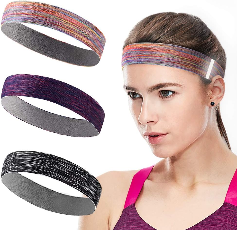 VBIGER Women Non-Slip Running Headband - Elastic Sports Headband Sweat Headband Streachy Red Black Ladies Headband for Running Yoga Football Tennis Cycling