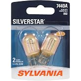 SYLVANIA 7440A SilverStar Automotive Mini Bulb, 2 Bulbs | Brighter SilverStar Amber Light for Turn Signal and Side Marker Use, Upgraded Styled Look, Easy Direct-Fit Install