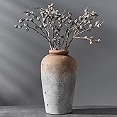 Emotionally Grounded Vase, Vaseking Large Ceramic Rustic Vase, 11 inch Minimalist Decorative Farmhouse Tall Vases for Home Decor, Living Room, Enterway, Table Decoration, Brown