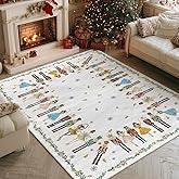 Artoid Mode Watercolor Nutcrackers Merry Christmas Area Rug, Xmas Winter Home Decor Low-Profile Washable Area Rugs for Entryw