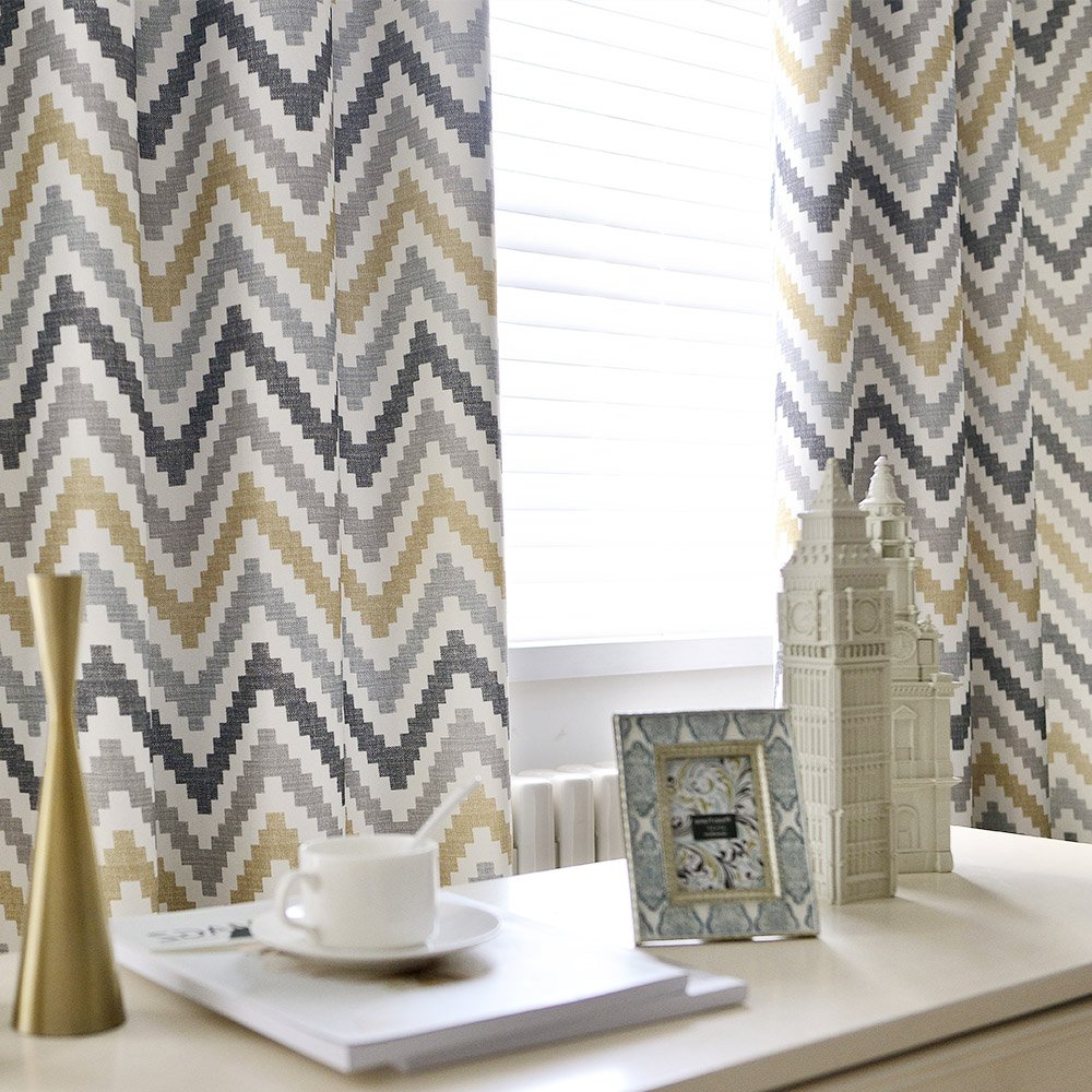 Panels Home Kitchen Yellow 52 By 84 Inch 1 Panel Melodieux Chevron Grommet Top Window Curtains For Living Room