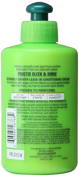 GARNIER FRUCTIS SLEEK AND SHINE INTENSELY SMOOTH LEAVE-IN CONDITIONING CREAM, 10.2 FLUID OUNCE