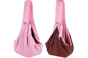 GOLDEN PEARL Small Dog Cat Sling Carrier,Hands Free Reversible Pet Carriers Bag,Pet Carrier Shoulder Crossbody Pet Slings Suitable for Puppy, Small Dogs, and Cats for Outdoor Travel (Pink)