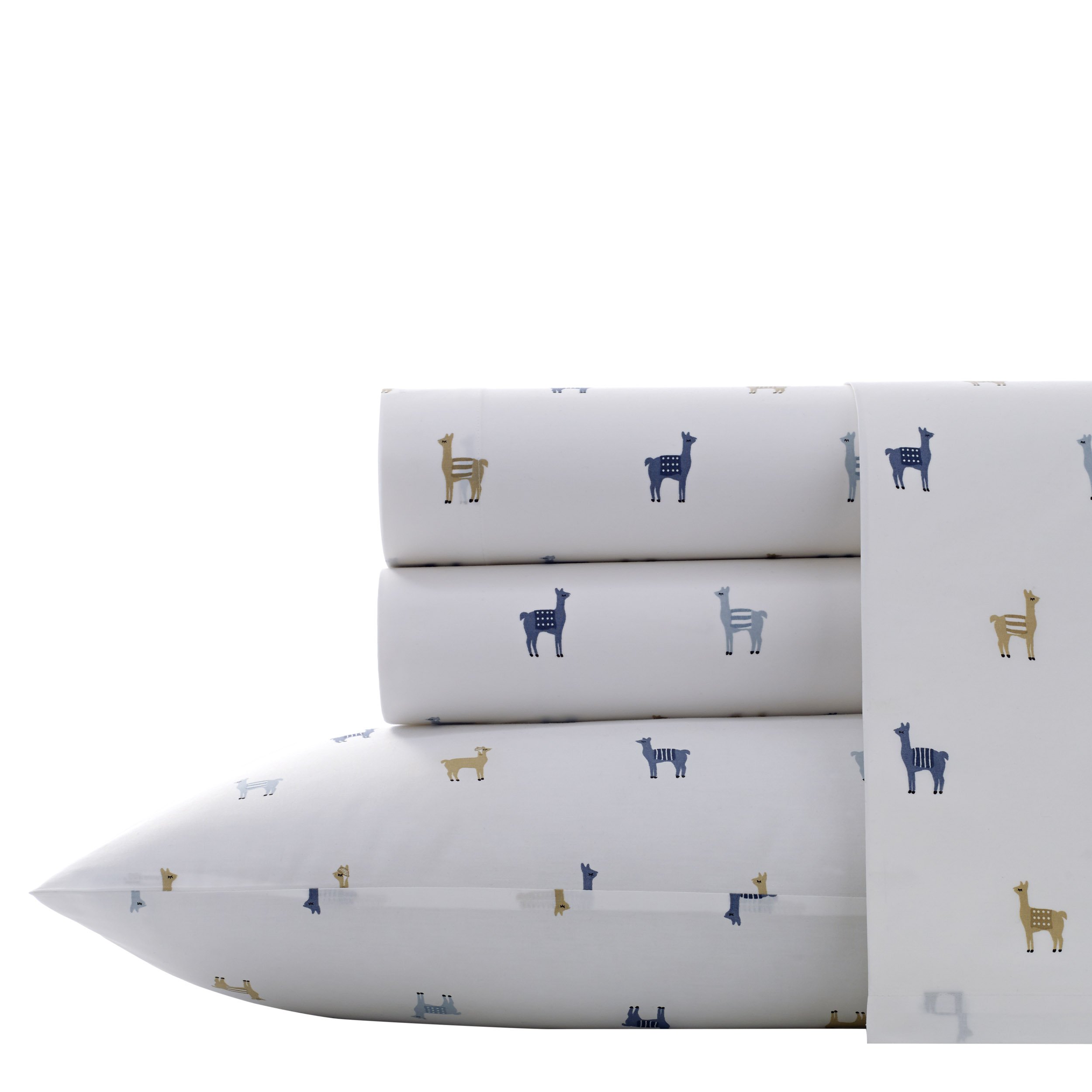 Poppy & Fritz - Full Sheets, Cotton Percale Bedding Set, Crisp & Cool, Ideal Bedding Set (Llamas, Full)