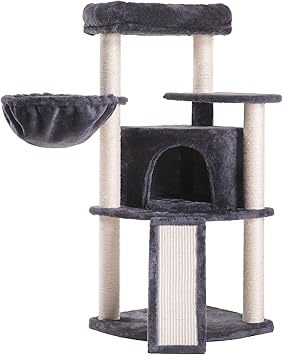 Amazon Koi キャットタワー スロープ付き 全面麻紐支柱 爪とぎ ハンモック 見晴らしの良い巨大高台 頑丈耐久 匂いなし 省スペース 103cm Koi キャットタワー 通販