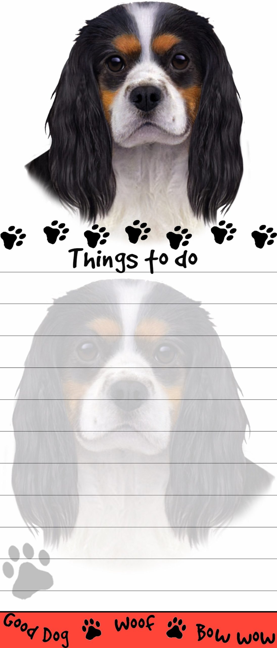E&S Pets King Charles Magnetic List Pads Uniquely Shaped Sticky Notepad Measures 8.5 by 3.5 Inches