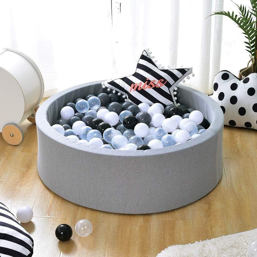 CattleBie Baby Kids Children Ball Pit With 200 Balls, 90 X 30cm / 200 Balls & Empty; 7Cm, Soft Toddler Play Round Ball Pool For Indoor And Outdoor (Color : Only Grey Pool)