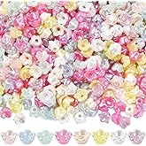 SOFPLATE 1 Box 2400Pcs 8 Colors Acrylic Flower Bead Caps Spacer Beads Caps Bulk Loose Plastic Mini 6MM Tulip Lily Bell Floral Spacers for Jewelry Making Findings Bracelets Necklaces Earrings Beginners