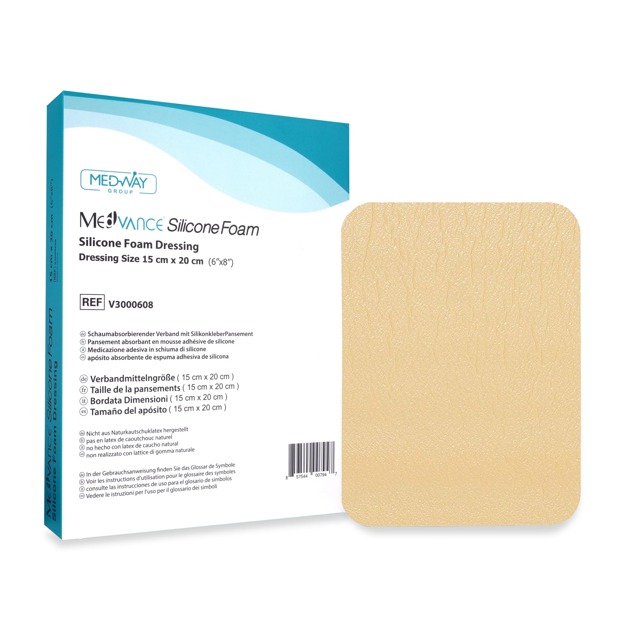 MedVance TM Silicone - Silicone Adhesive Foam Absorbent Dressing, 6"x8", Box of 5 dressings