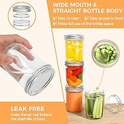 ComSaf Mason Jars 16 oz with lids - 4 Pack, Pint