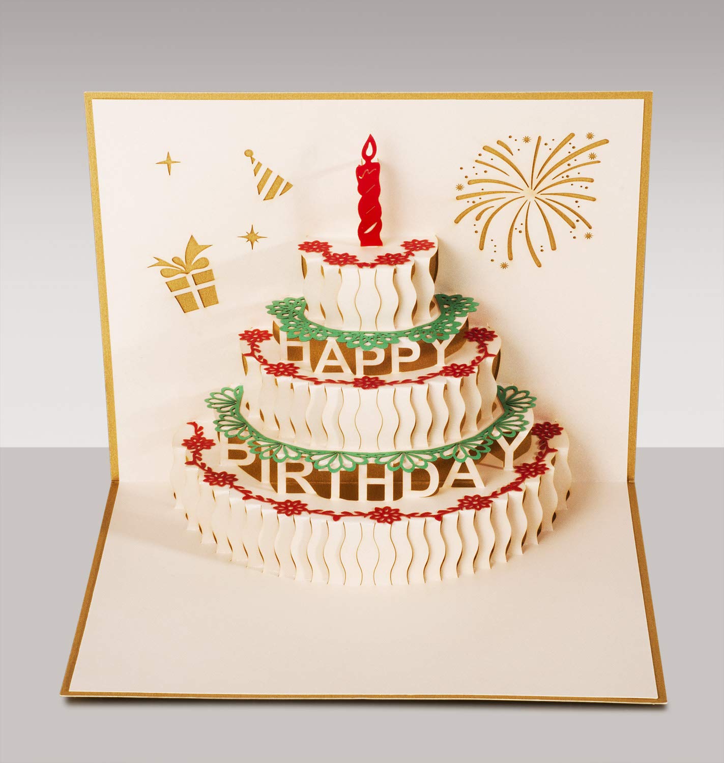 ANEWISH 3D Birthday Card Birthday Cake Pop Up Card with Envelope