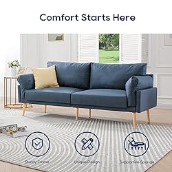 Vonanda Fabric Sofa, Blue Couch Upholstered