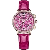 ZUNPAI Watch for Women Luxury Stylish Diamond Bezel Roman Number Mark, Multifunction Chronograph Analog Quartz Elegant Ladies Watch with Date Stainless Steel Band Waterproof Watches for Women