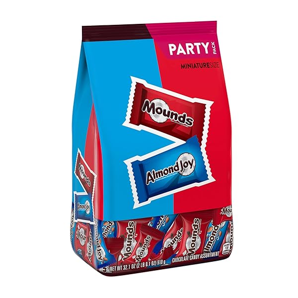 ALMOND JOY AND MOUNDS ASSORTED FLAVORED MINIATURE, CANDY PARTY PACK, 32.1 OZ