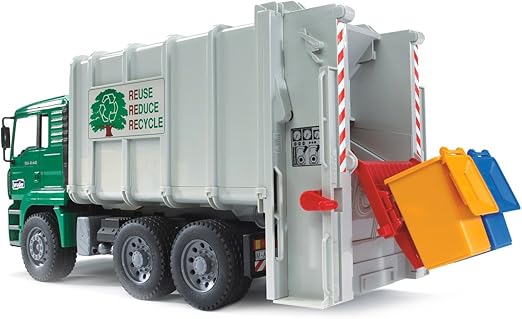Bruder 2764 MAN TGA Rear Loading Garbage Truck, Green/White
