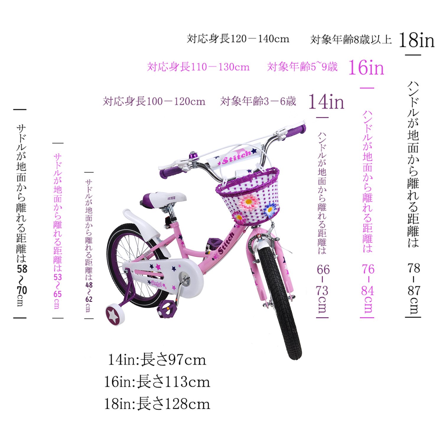 Cyfie 子供自転車 自転車 お姫様気分 森ガール イギリス風 可愛い クリスマス B0728pghbx14インチ 小学生 幼児 カゴ付き 補助輪付き お誕生日 組み立て式 プレゼント 超目玉