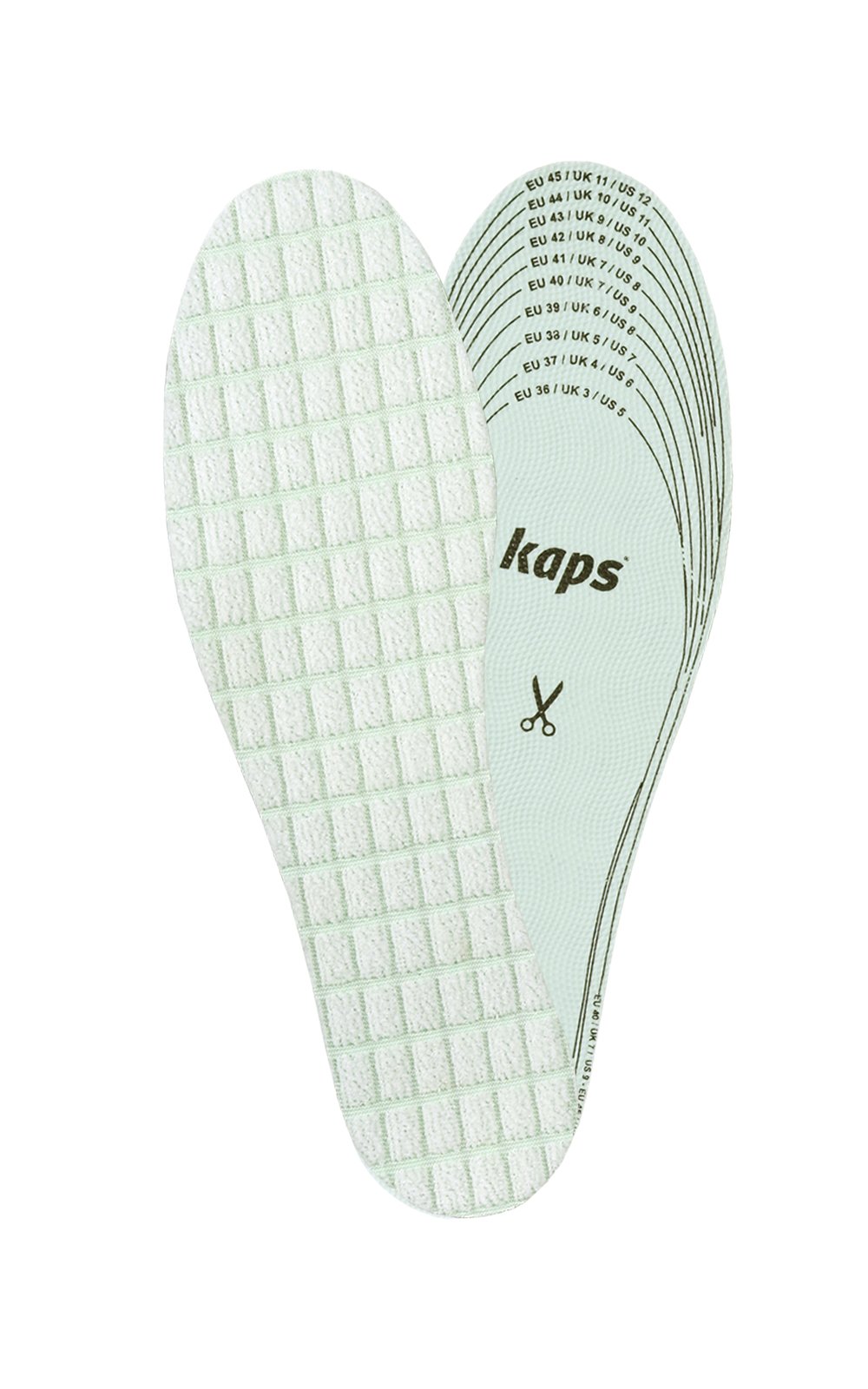 Kaps Antifungal Insoles with Bamboo, Alum and Charcoal, Shoe Insoles Men Women Against Athletes Foot Mycosis and Odour, White, Cut to Fit Cut to Size