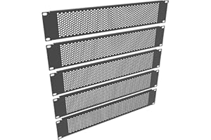 QiaoYoubang 5 Pack 2U Venting Blank Panel - Steel Blank Rack Mount Panel Spacer for 19in Server Rack Cabinet or Enclosure, Black (2UVBP5PC)