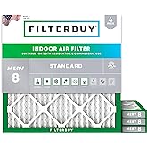 Filterbuy 10x25x4 Air Filter MERV 13 Optimal Defense (4-Pack), Pleated HVAC AC Furnace Air Filters Replacement (Actual Size: 9.50 X 24.50 X 3.75 Inches