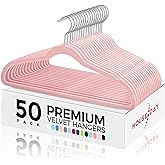HOUSE DAY Premium Velvet Hangers 50 Pack Pink, Non-Slip Flocked Felt Hangers, Sturdy Clothes Hanger Heavy Duty Coat Hanger, Durable Slim for Closet Space Saving