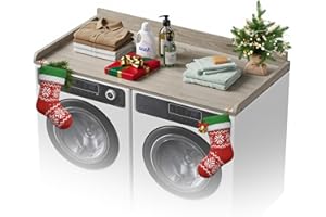 COOLBEBE Washer and Dryer Countertop, Wood Laundry Countertop Cover with Non-Slip Pad, 54" W x 27.5" D Washer and Dryer Covers for The Top for Laundry Room Organization,Oak