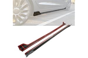 KUAFU Side Skirts Compatible with 2017-2023 Tesla Model 3 Rocker Panels Spoiler Extension ABS Carbon Fiber Style 4Pcs
