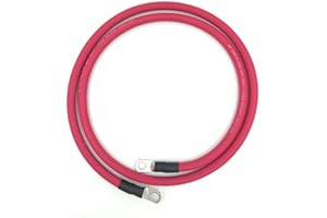 END GAME 4 AWG Gauge Fully Assembled Battery Cables, 1-15ft Lengths, Positive or Negative Wire, Pure Copper Battery Replacement Cables, Solar Car Truck RV Camper (3ft, Single Red, 3/8” Lugs)