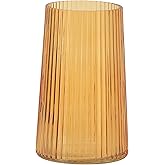 MARTAGE Amber Glass Vase for Flower, Flower Vase for Bouquet, Modern Glass Vases, Ribbed Vases for Living Room, Bedroom, Dining Table, Office, Wedding, Centerpieces, 8 Inches