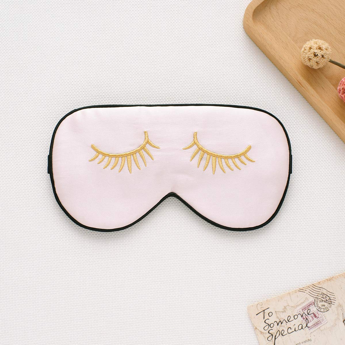 townssilk Silk Sleep mask with Adjustable Strap,Comfortable and Super Soft Eye mask Ultimate Sleeping aid Pink pattern5 — image 1