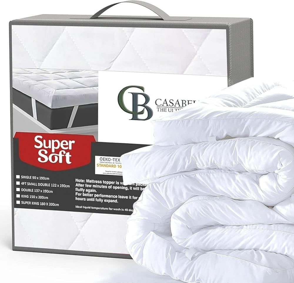 Casabella Small Double 4 Inch Mattress Topper Microfiber Hypoallergenic 122x190