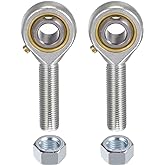 uxcell 2pcs POSB6 Male Rod End Bearing 3/8 Inch Bore and 3/8-24 Right Hand Thread, Self-Lubricating Joint Rod Ends, Includes Jam Nut