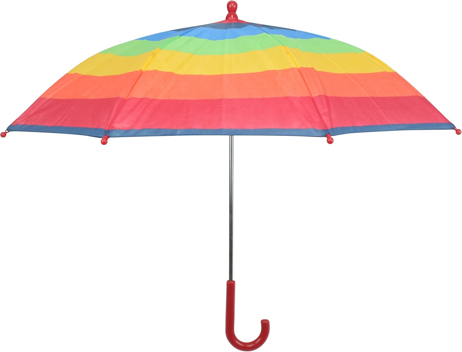 Drizzles Childrens Multi Striped Umbrella with Crook Handle Red