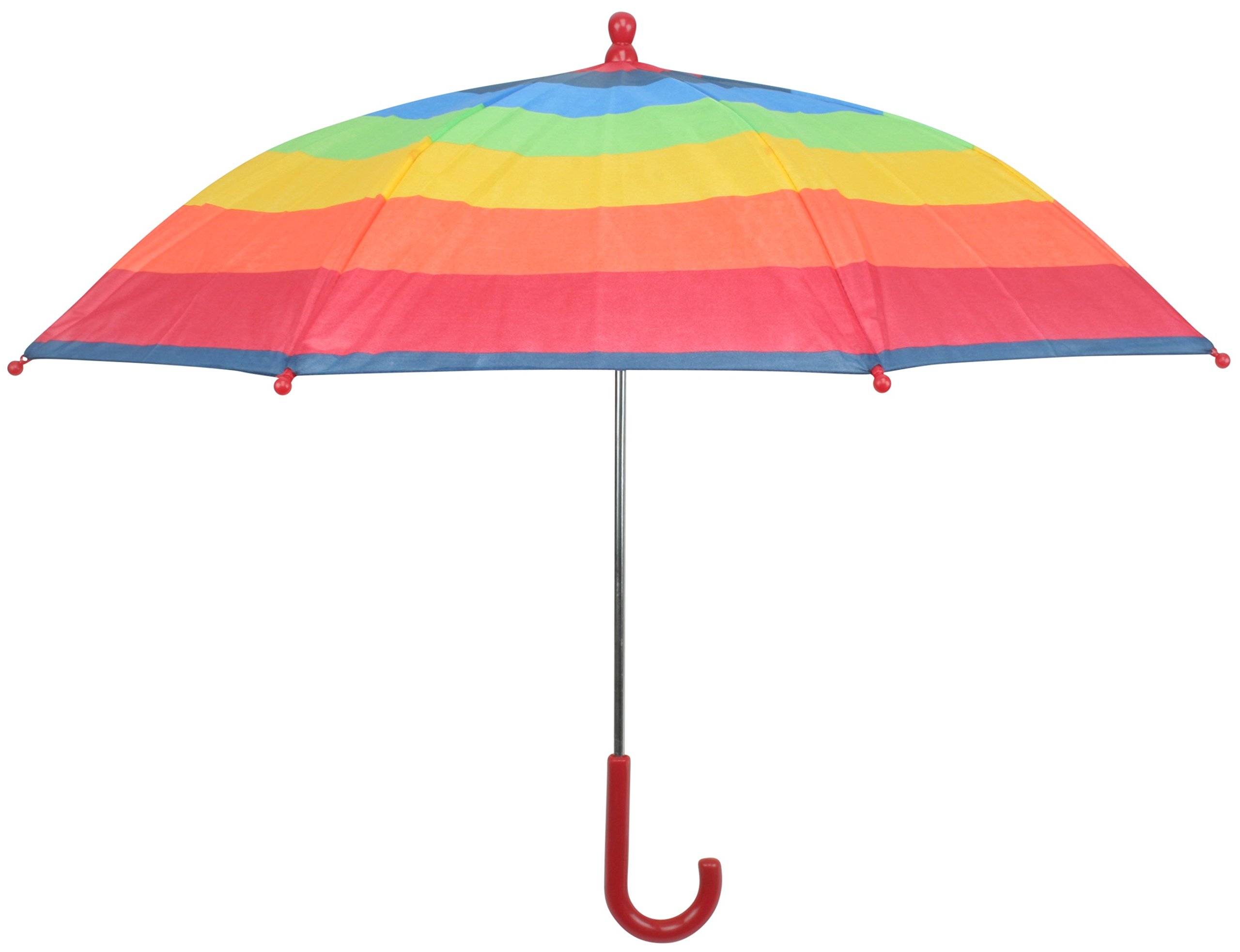 Drizzles Childrens Multi Striped Umbrella with Crook Handle Red