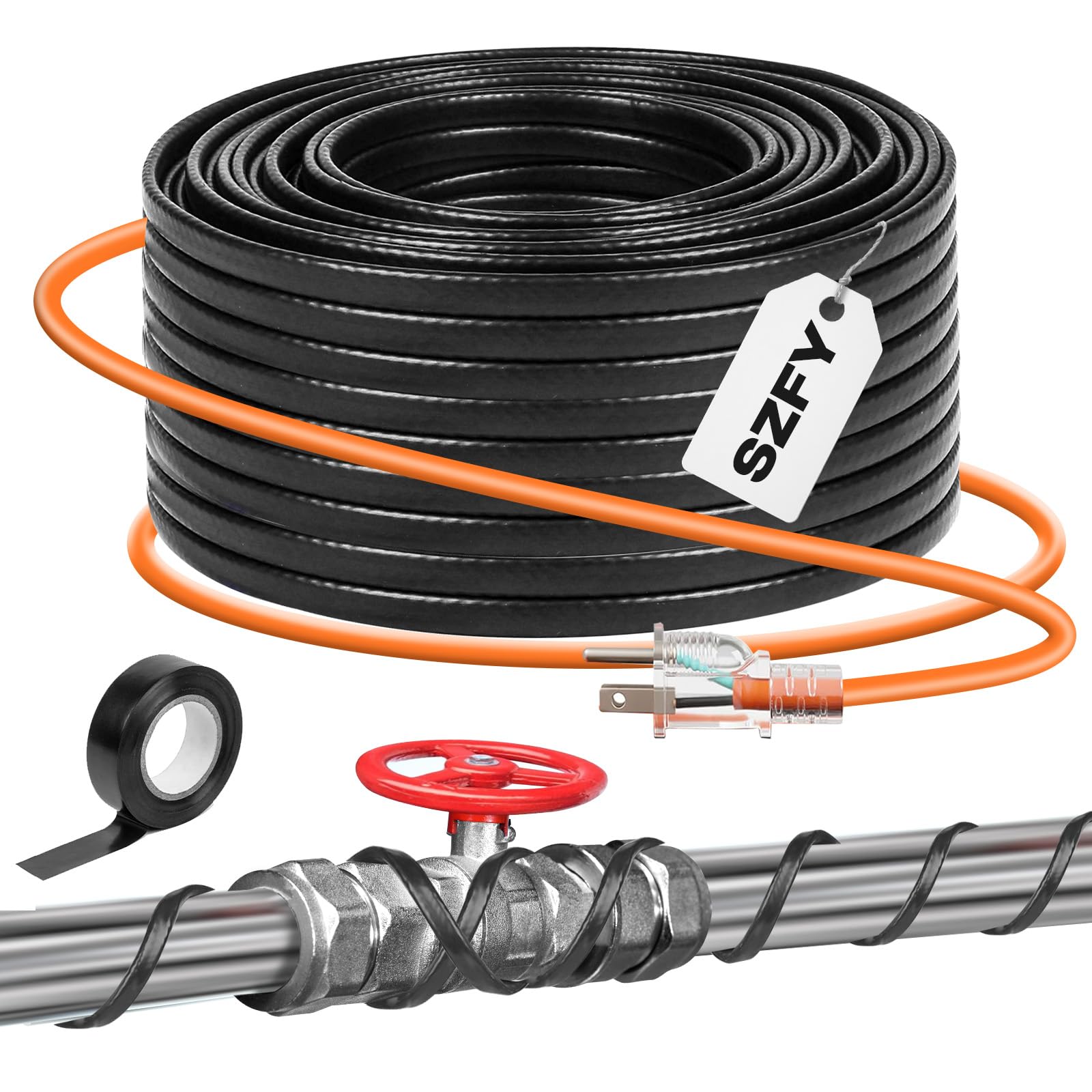 Photo 1 of 3FT~200FT Heat Tape for Water Pipes, -40°F Deicing Cable,Pipe Heat Cables for Roof,Gutter?Farm?Freeze Protetion Heating Wires, Heated Water Hose,Plumbing Fixtures,120V 5W/FT (6FT)