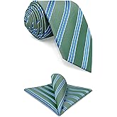 S&W SHLAX&WING Striped Mens Necktie Set Tie Pocket Square Combo Stripes for Suit