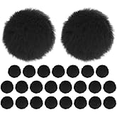 M METERXITY 25-Pack Faux Fur Pom Poms, 1.2 Inch/ 1.6 cm Soft Fluffy Pompoms Balls Faux Rabbit Fur with Elastic Loop for Hats/Bags/Keychains/Knitting Accessories/DIY Crafts [Black]