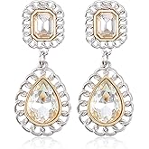 Colorful Crystal Pink Teardrop Chandelier Earrings,Large Rhinestone Statement Drop Zircon Dangle Earrings for Women, Fashion Jewelry Bridal Wedding Prom Pageant Party Festival Birthday Valentines Day Gift