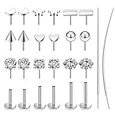 Lsnevsie 16G 18G 20G Threadless Flat Back Nose Ring Studs Earrings 316L Stainless Surgical Steel Tragus Helix Cartilage Earrings Medusa Labret Lip Rings Piercing Jewelry For Women Men Bar 6mm-8mm