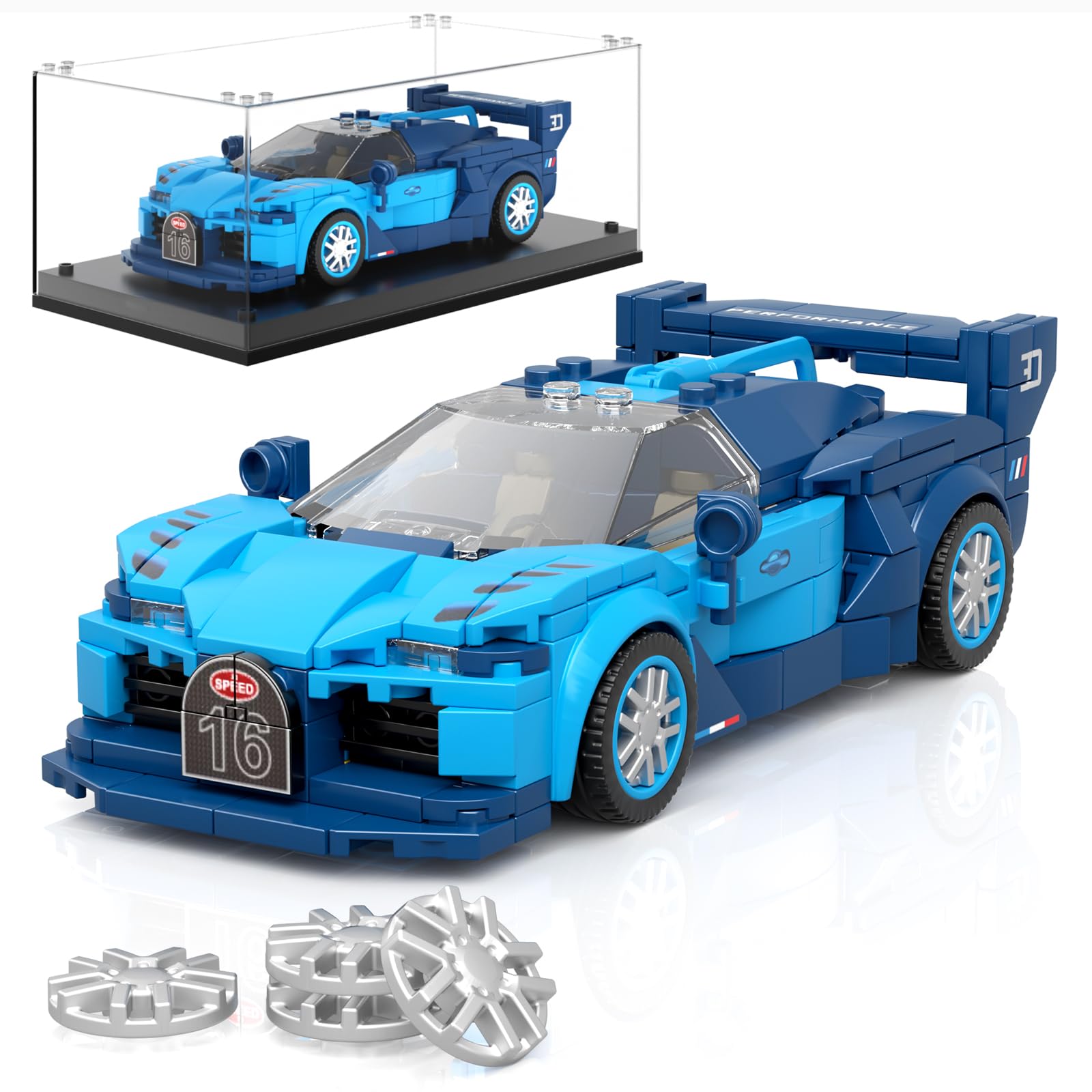 Mould King Speed Champion Car GT Models Building Toys with Display Case, 27001 Model Car Kits Toy Building Sets for Adults Kids 8+(336 PCS)