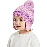 W&LESVAGO Kids Winter Hat Scarf & Gloves Set, Knitted Pom Pom Beanie, Warm 3-Piece Cold Weather Set for Boys Girls 2-14
