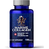 GOLDOPUS Marine Collagen Peptides Capsules with Hyaluronic Acid, Coenzyme Q10, Vitamin C - Preserve Beauty and Youth - Promote Firm Skin, Strong Nails&amp;Hair, Healthy Joints, 90 Capsules, 1 Month Supply
