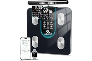 arboleaf Smart Scale for Body Weight, 8-Electrode Dual-Frequency BIA Bathroom Scale with 7-in-1 Display for BMI Body Fat Muscle Mass, Segmental Full Body Composition Analyzer, 50+ Metrics in App