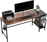 HOMIDEC 160 cm Computer Desk with Drawers, Headphone Hook, Modern Style view 1