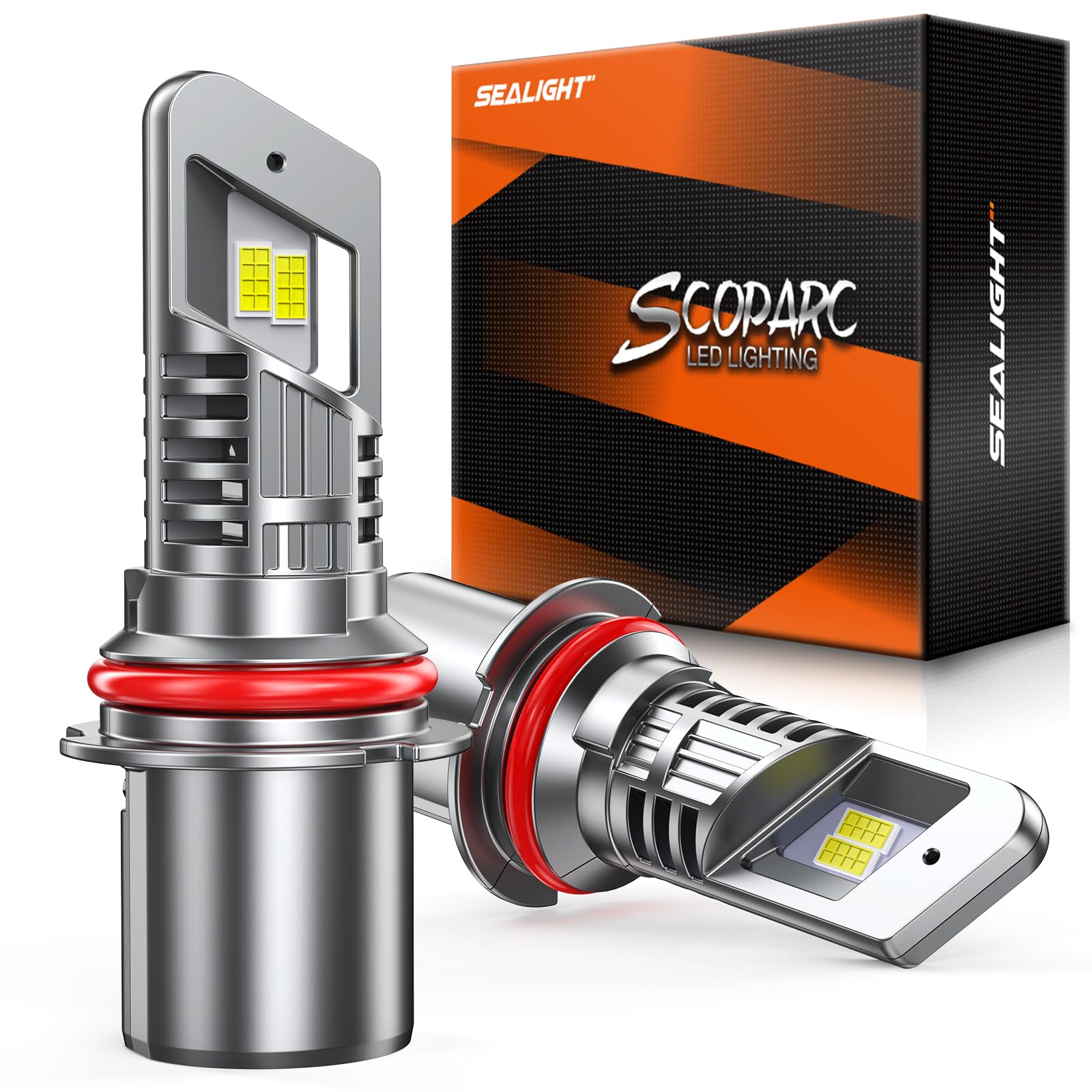 SEALIGHT Latest Upgraded 9007 HB5 LED Bulb high/low beam, 40000LM Super Bright, 60000+ Hours Service Life, 6500K Cool White, 1:1 Halogen Size Replacement Exterior Light Bulbs, Plug N Play, Pack of 2 Image