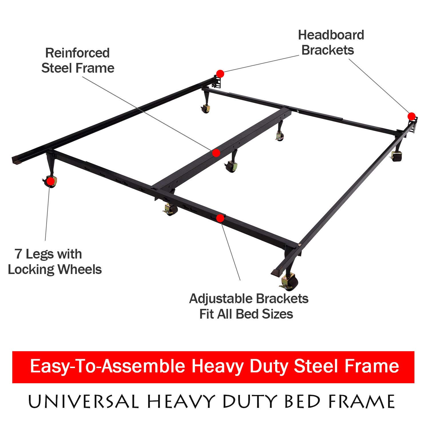 Homcom Reinforced Adjustable Queen King Size Bed Frame Solid